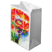 Elegant rood bloemenschilderij waterverf medium cadeauzakje (Achterkant Gekanteld)