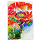 Elegant rood bloemenschilderij waterverf medium cadeauzakje (Voorkant)