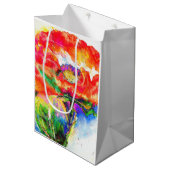 Elegant rood bloemenschilderij waterverf medium cadeauzakje (Voorkant Gekanteld)