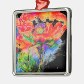 Elegant rood bloemenschilderij waterverf metalen ornament (Links)