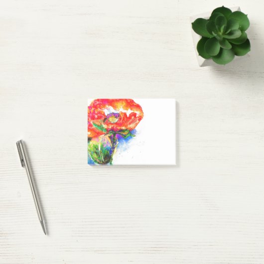 Elegant rood bloemenschilderij waterverf post-it® notes (Kantoor)
