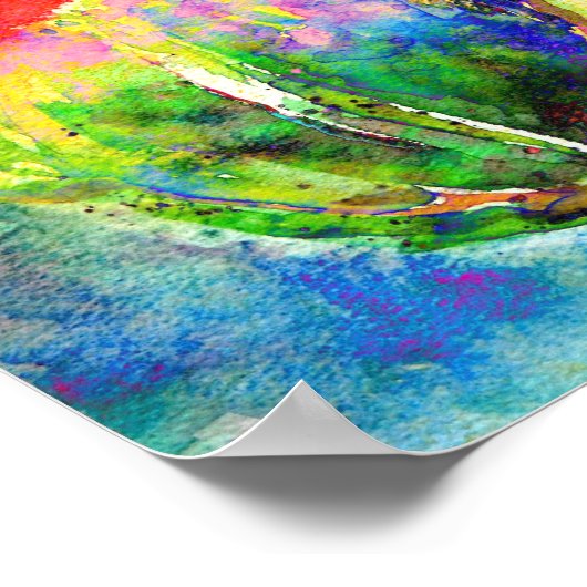 Elegant rood bloemenschilderij waterverf poster (Hoek)