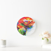 Elegant rood bloemenschilderij waterverf ronde klok (Huis)