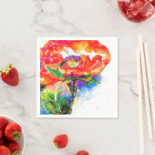 Elegant rood bloemenschilderij waterverf servet (Insitu)