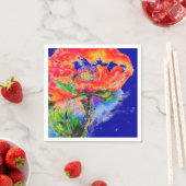 Elegant rood bloemenschilderij waterverf servetten (Insitu)