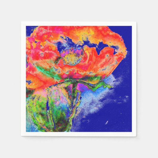 Elegant rood bloemenschilderij waterverf servetten (Voorkant)