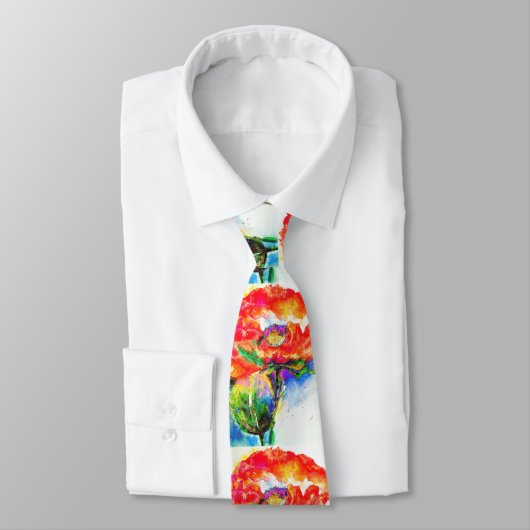 Elegant rood bloemenschilderij waterverf stropdas (Gebonden)
