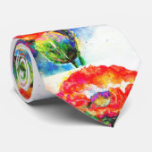 Elegant rood bloemenschilderij waterverf stropdas (Opgerold)