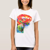 Elegant rood bloemenschilderij waterverf t-shirt (Voorkant)