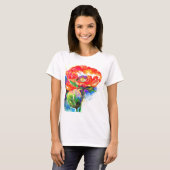 Elegant rood bloemenschilderij waterverf t-shirt (Voorkant volledig)