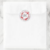 Elegant rood bloemenscript monogram adres ronde sticker (Tas)