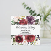 Elegant rood bloemig kerstfeest kaart (Staand voorkant)