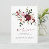 Elegant rood bloemig Vrijgezellenfeest Kaart (Staand voorkant)