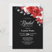 Elegant rood bloemig zwart Vrijgezellenfeest Kaart (Voorkant)