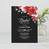 Elegant rood bloemig zwart Vrijgezellenfeest Kaart (Staand voorkant)