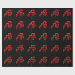 Elegant Rood Bloemmotief Stof | Naadloos Botanisch Cadeaupapier