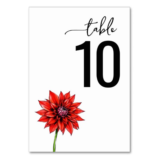 Elegant rood bloemmotief tafelnummer bord (Voorkant)
