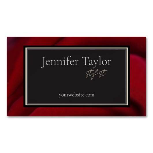 Elegant rood bloemontwerp – Sophisticated & Minima Magnetisch Visitekaartje (Voorkant)