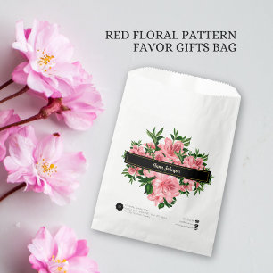Elegant rood bloempatroon Aangepaste naam Bedrijfs Bedankzakje