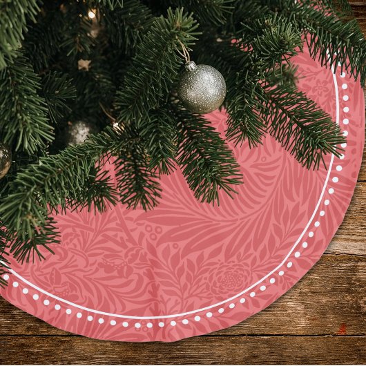 Elegant rood bloempatroon gestippelde rand kerstboom rok