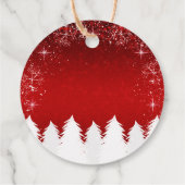 Elegant rood | Bomen & Sneeuwvlokken Kerstfeest Bedankjes Labels (Achterkant)