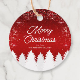 Elegant rood | Bomen & Sneeuwvlokken Kerstfeest Bedankjes Labels
