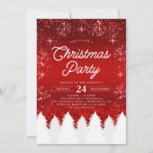 Elegant rood | Bomen & Sneeuwvlokken Kerstfeest Kaart (Voorkant)
