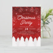 Elegant rood | Bomen & Sneeuwvlokken Kerstfeest Kaart (Staand voorkant)