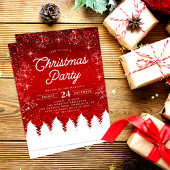 Elegant rood | Bomen & Sneeuwvlokken Kerstfeest Kaart