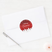 Elegant rood | Bomen & Sneeuwvlokken Kerstfeest Ronde Sticker (Envelop)