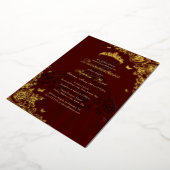 Elegant rood Bourgogne Goud Roos Jurk Quinceanera Folie Uitnodiging (Gedraaid)