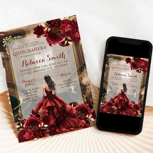 Elegant Rood Bourgondisch Koninklijk Paleis Prinse Kaart