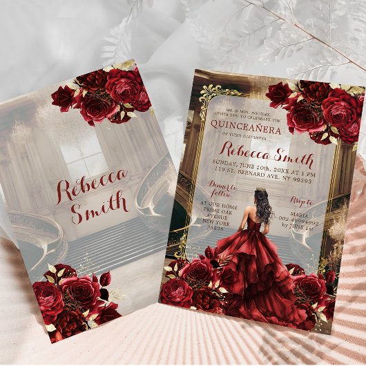 Elegant Rood Bourgondisch Koninklijk Paleis Prinse Kaart