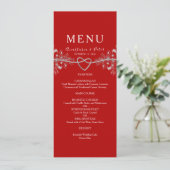 Elegant rood bruiloft menu (Staand voorkant)