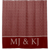 ELEGANT ROOD CRÈME MONOGRAM INITIALEN BLADPATROON DOUCHEGORDIJN (Voorkant)