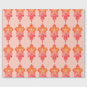 Elegant rood damast bloemig barok inpakpapier (Vlak)