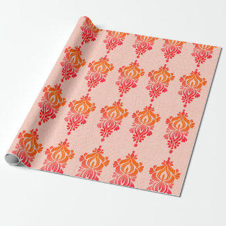 Elegant rood damast bloemig barok inpakpapier