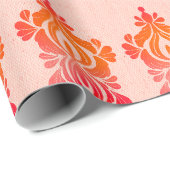 Elegant rood damast bloemig barok inpakpapier (Rol Hoek)