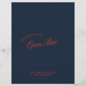 Elegant Rood & Diepblauw Open Bar Trouwbord (Voorkant)