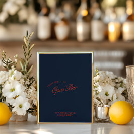 Elegant Rood & Diepblauw Open Bar Trouwbord