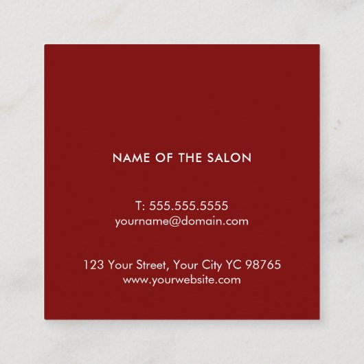 Elegant rood Ecru wit Bobby Pins haar Vierkante Visitekaartje (Achterkant)