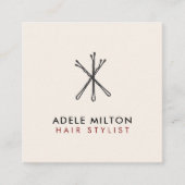 Elegant rood Ecru wit Bobby Pins haar Vierkante Visitekaartje (Voorkant)