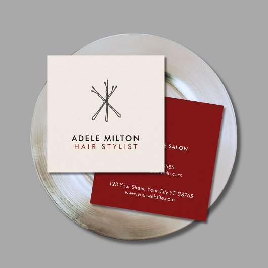 Elegant rood Ecru wit Bobby Pins haar Vierkante Visitekaartje