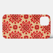 Elegant rood en beige sierpatroon Case-Mate iPhone case (Achterkant (horizontaal))