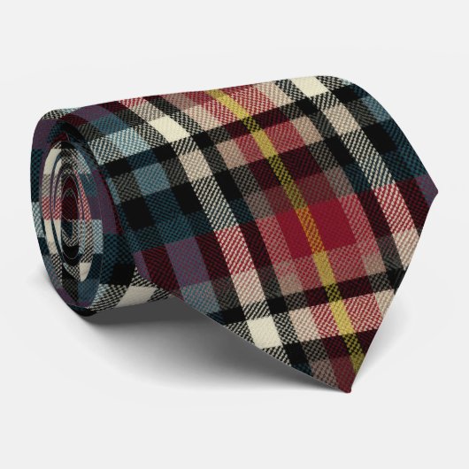 Elegant rood en blauw geruit Gingham patroon Stropdas (Opgerold)