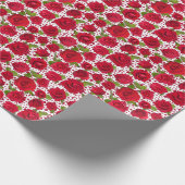 Elegant rood en donkerroze bloemrozenpatroon cadeaupapier (Hoek)