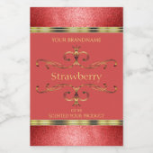 Elegant Rood- en Gold-etiket Glitter Borders Voedselcontainer Etiket (Enkel label)