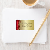 Elegant Rood- en Gold Florid Wedding Design Etiket (Insitu)