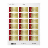 Elegant Rood- en Gold Florid Wedding Design Etiket (Full Sheet)
