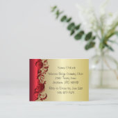 Elegant Rood- en Gold Florid Wedding Design Informatiekaartje (Staand voorkant)